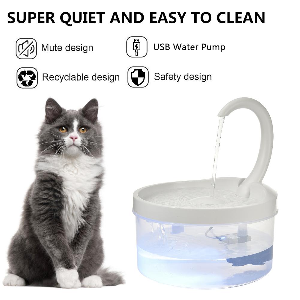 Pet Water Fountain Swan Neck Shaped Cat Water Dispenser Automatic Drinking Fountain 2L With LED Light Bird Dog Drink Bowl|Cat Feeding & Watering Supplies|