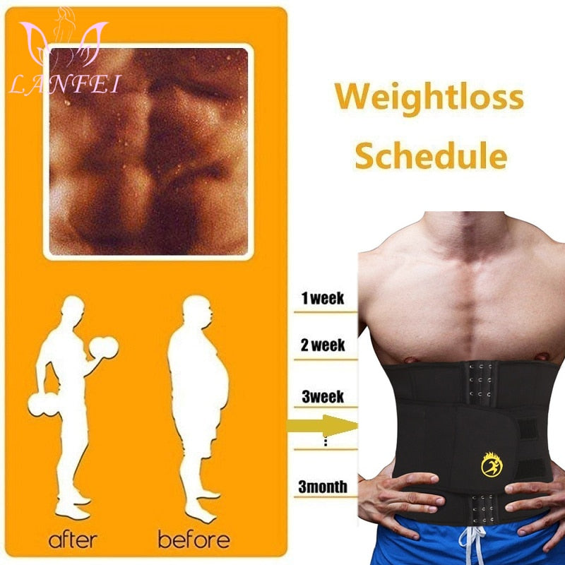 Hot Waist Trainer Neoprene Men Body Shaper Tummy Control Belt Sauna Slimming Strap Fitness Sweat Shapewear for Fat Burner
