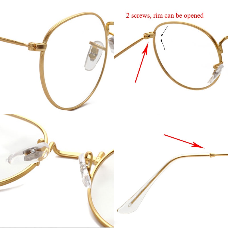 Classic Anti Blue Light Glasses Frame Brand Designer Fashion Round Metal Optical Frames Computer Glasses|Women's Blue Light Blocking Glasses