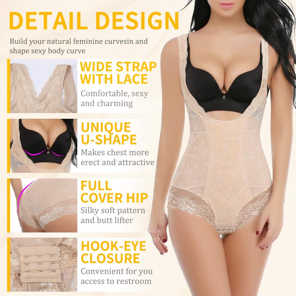 Lace Full Body Shaper Tummy Control Body Suit Waist Cincher Under Bust Shapewear Slimming Trainer Panties Girdle Corset