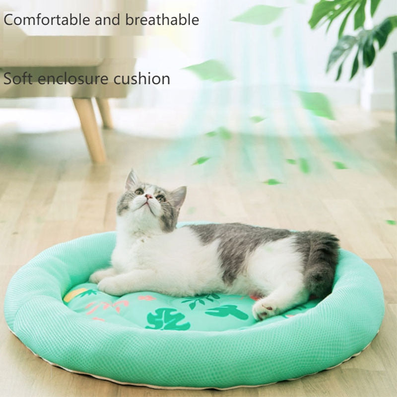 S L Summer Cooling Pet Dog Mat Ice Pad Dog Sleeping Round Mats For Dogs Cats Pet Kennel Top Quality Cool Cold Silk Dog Bed