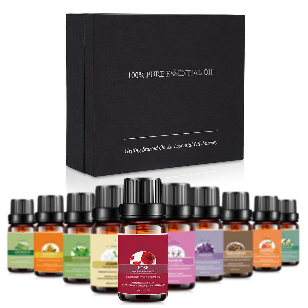 20Pcs/Set 10ML Essential Oil Gift Set Rose Lavender Sandalwood Jasmine Vanilla Tea Tree Aromatherapy Diffuser Massage