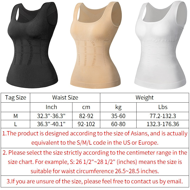 Women Padded Shapewear Camisole Body Shaper Compression Shirt With Pads Waist Trainer Tummy Slimming Tank Tops Seamless Corset