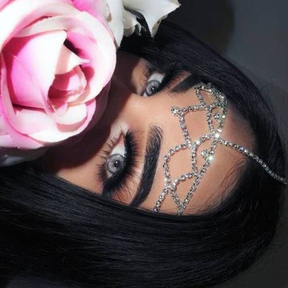 Bling Rhinestone Forehead Headband Head Chain For Women Bohemian Crystal Hair Chain Headdress Jewelry Accessories - Hair Jewelry