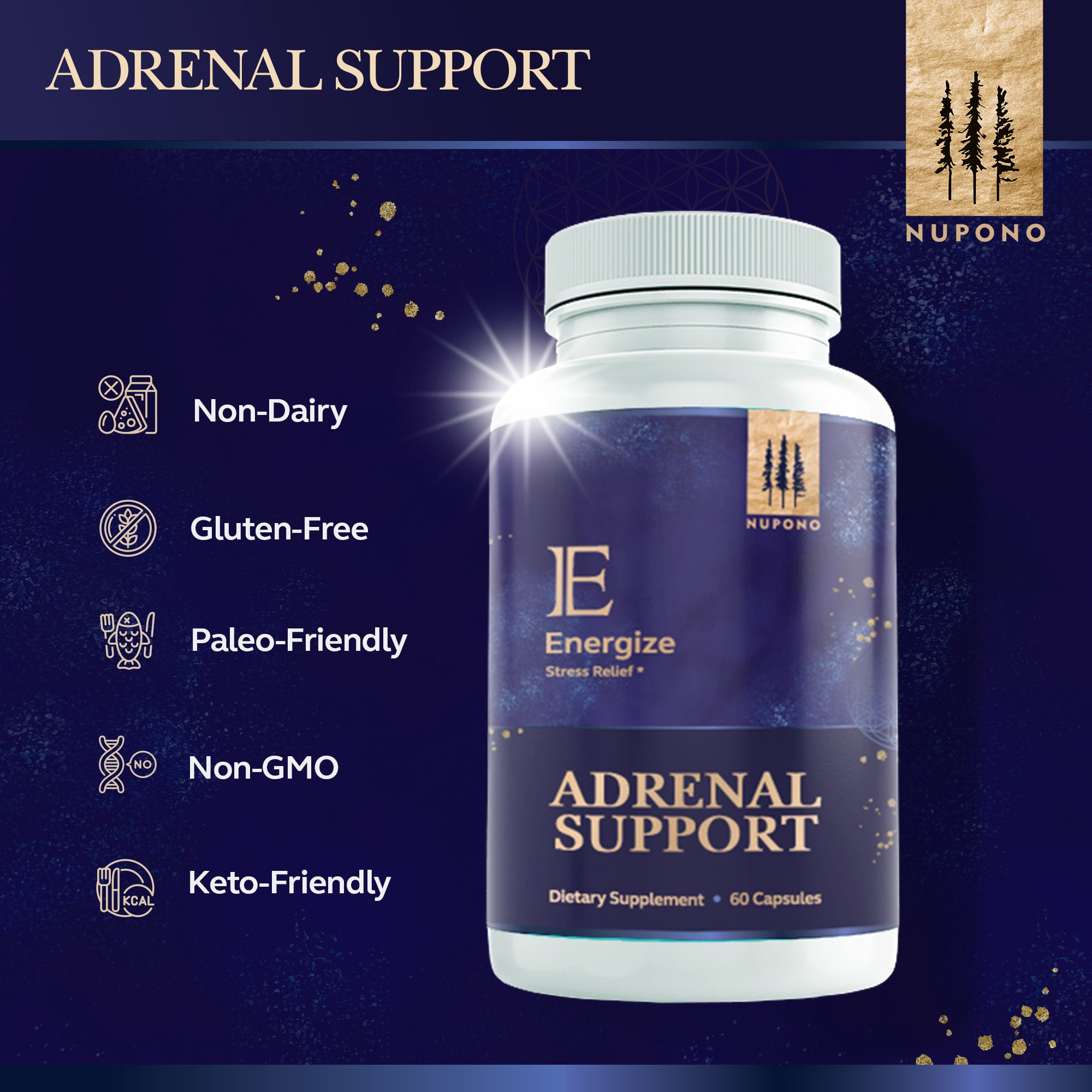 Adrenal Support Supplement 60 Capsules - Cortisol Stress & Fatigue Relief Supplements