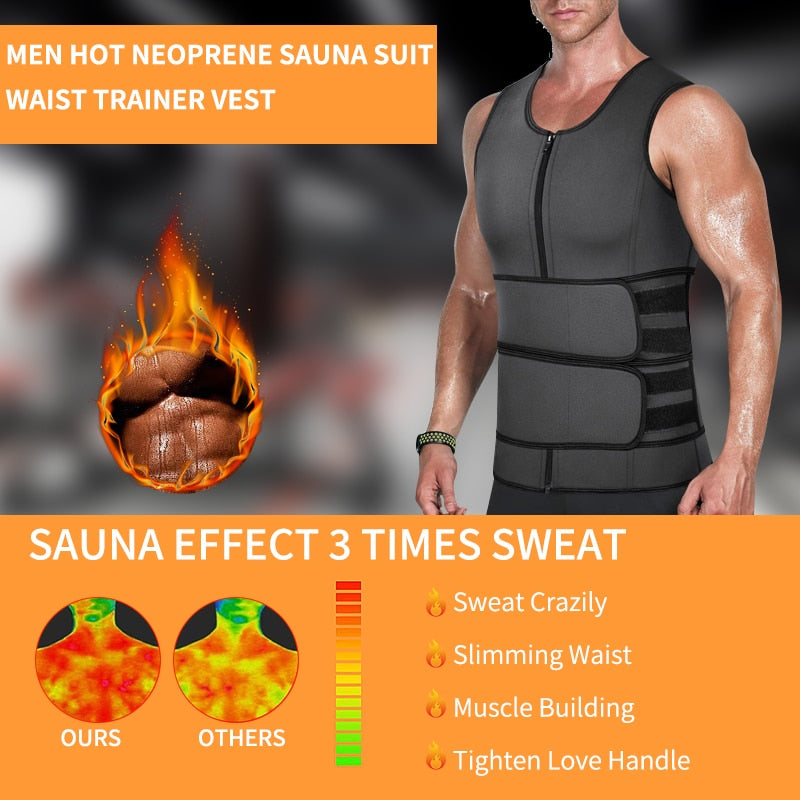 Neoprene Sweat Vest for Men Waist Trainer Vest Adjustable Workout Body Shaper with Double Zipper for Sauna Suit for Men|Shapers|