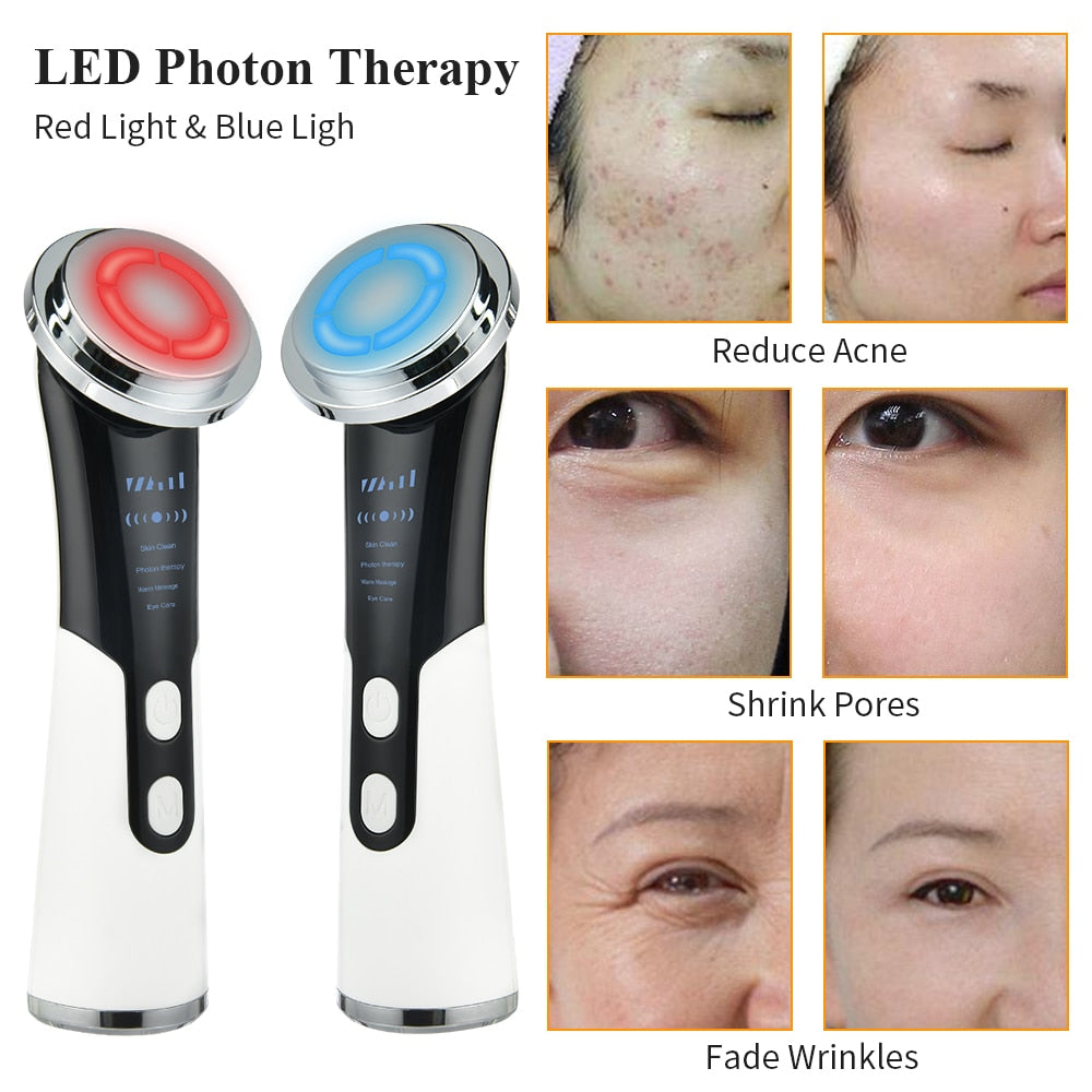 Cleansing Rejuvenation Device EMS LED Photon Therapy Vibration Massager Skin Beauty Instrument Treatment Massage Face Care Tool LED Mask