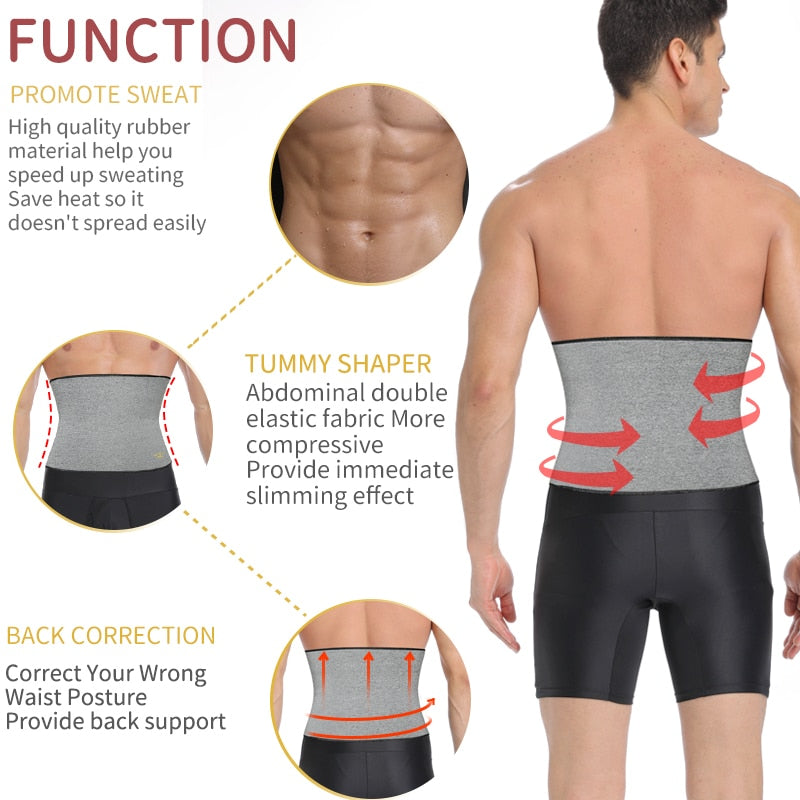 Mens Waist Trainer Modeling Belt Belly Cincher Shapers Slimming Body Shaper Weight Loss Shapewear Abdominal Sweat Slim Trimmer|Shapers|