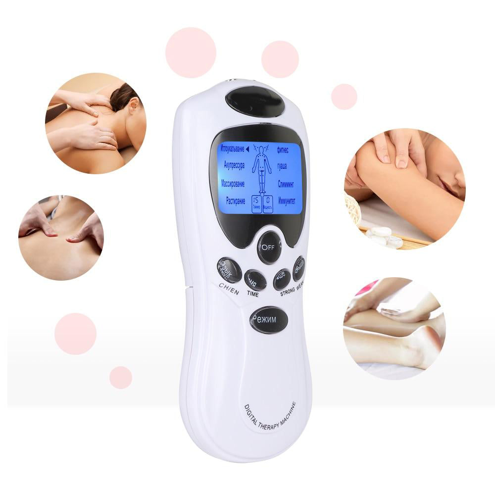 8 Modes TENS Electric Therapy Massager Backlight LCD Display Muscle Stimulation Treatment Device Dual Channel Pain Relief