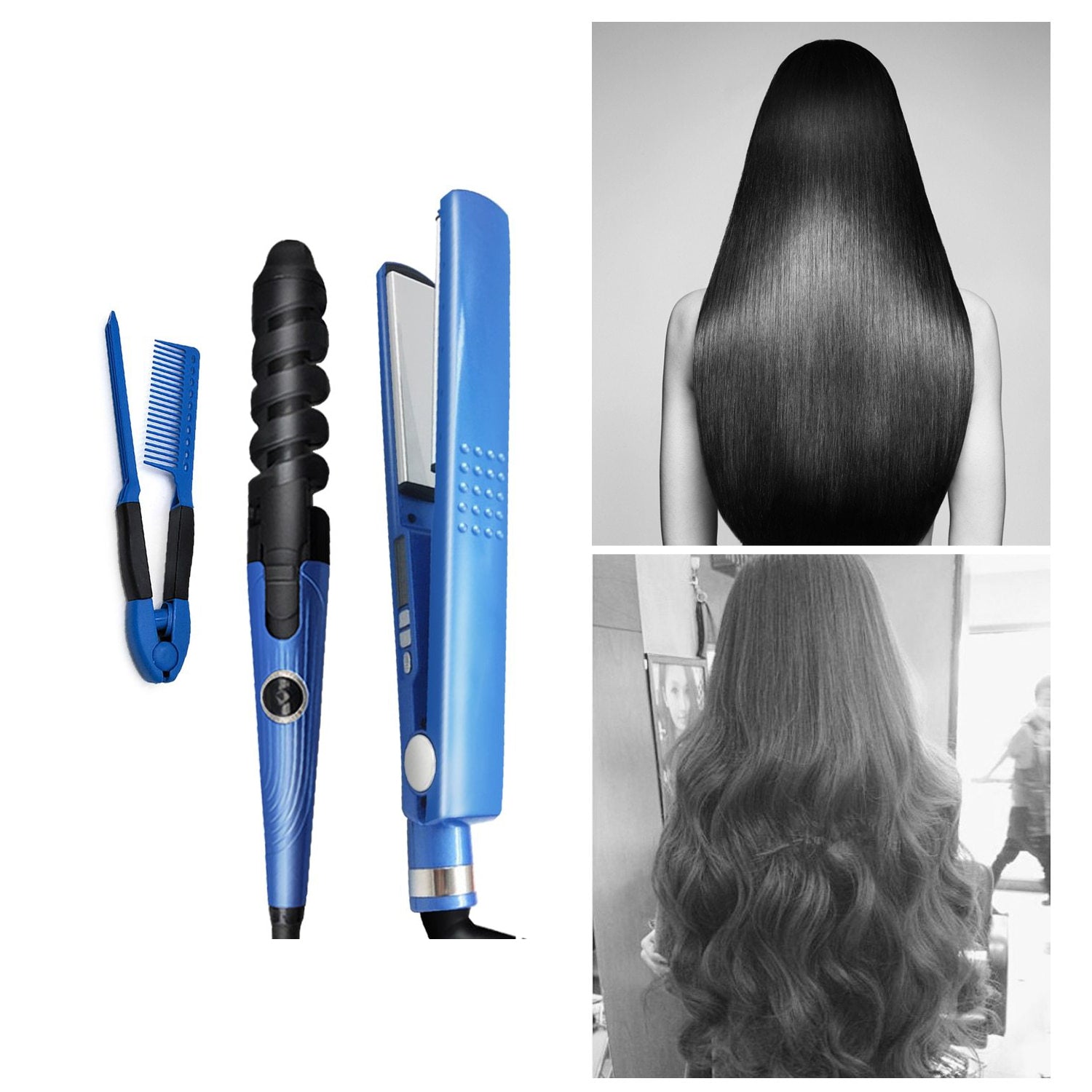 2021 Newest Hair Curler 3 in 1 Hair Straightener & Curling Iron 11/4 Plate Nano Titanium Flat Iron Steam Ceramic Hair Curlers