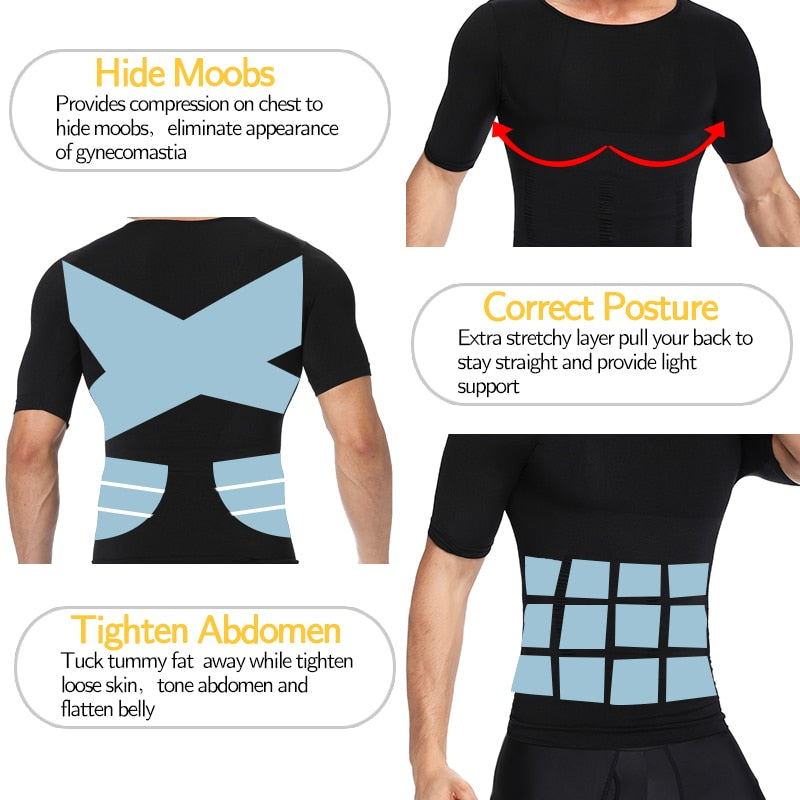Men Body Shaper Slimming T Shirt Compression Shirts Gynecomastia Undershirt Waist Trainer Muscle Tank Tops Weight Loss Shapewear