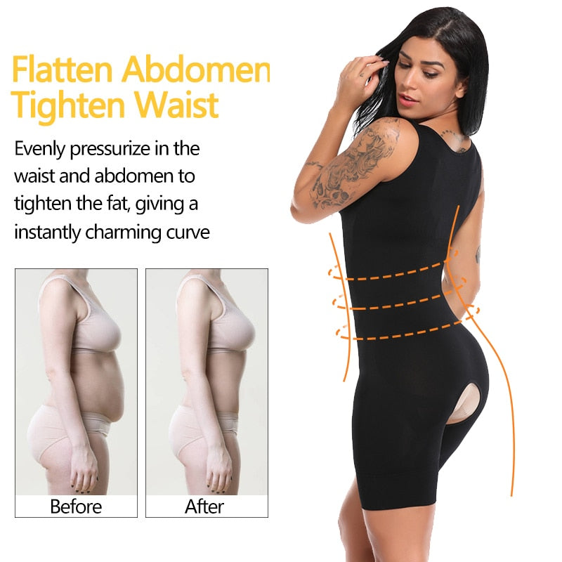 Women Shapewear Full Body Shaper Slimming Bodysuit Open Crotch Corset Waist Trainer Shaping Underwear Postpartum Recovery Sheath