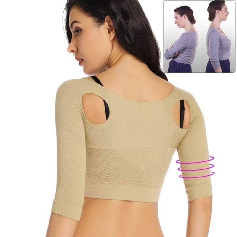 Upper Arm Shaper Women Shoulder Slimmer Compression Shapewear Sleeves Body Shaper Humpback Posture Corrector Back Support Tops