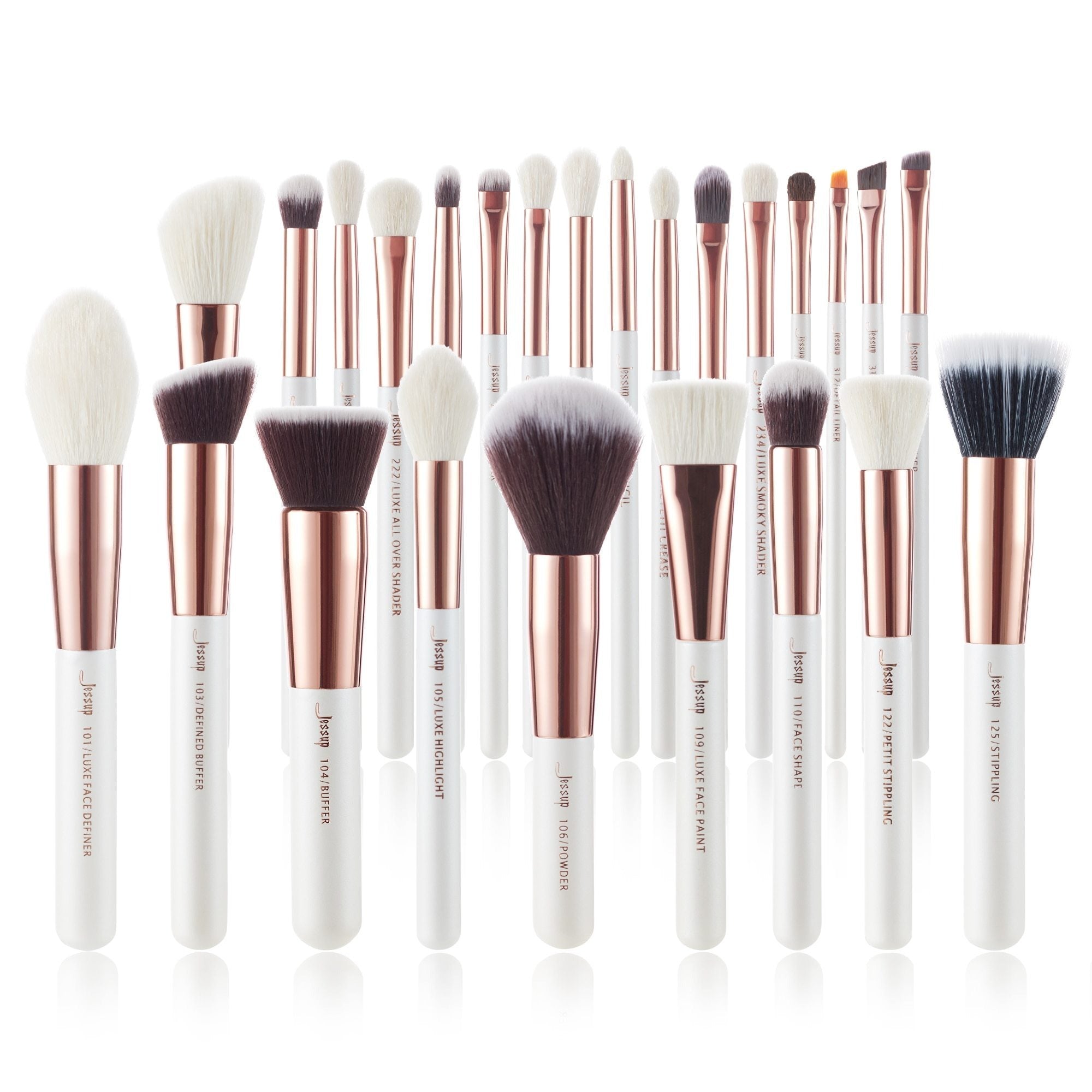 Makeup brushes set 6 25pcs Pearl White / Rose Gold Professional Make up brush Natural hair Foundation Powder Blushes