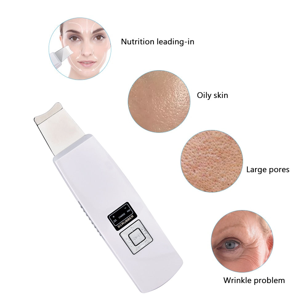 Ultrasonic Face Cleaning Skin Scrubber Deep Cleanser Blackhead Machine Remove Dirt Reduce Wrinkles Facial Whitening Lifting Too Skin Scrubber