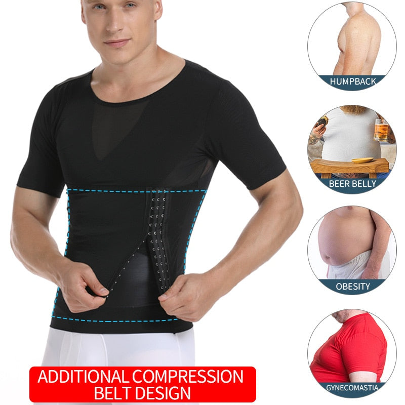 Men's Body Shaper Compression Shirts Abdomen Shapewear Tummy Slimming Sheath Gynecomastia Reducing Corset Waist Trainer Slim Tops
