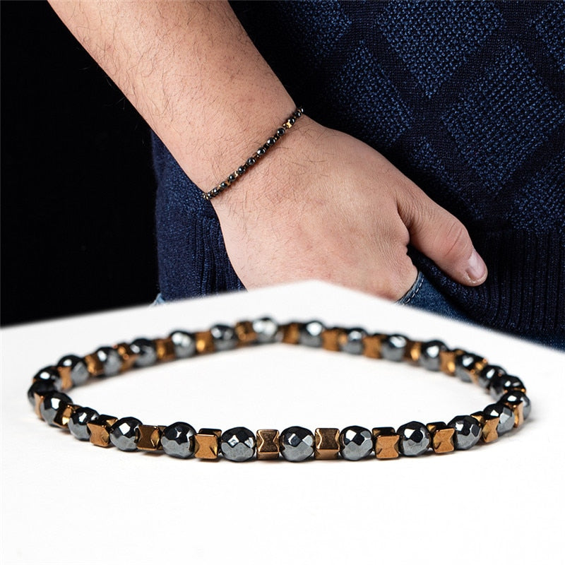 New Hot Natural Tiger Stones Bracelet Men Charm Hematite Beads Bracelet Male Jewelry Accessories Bracelets Bangles