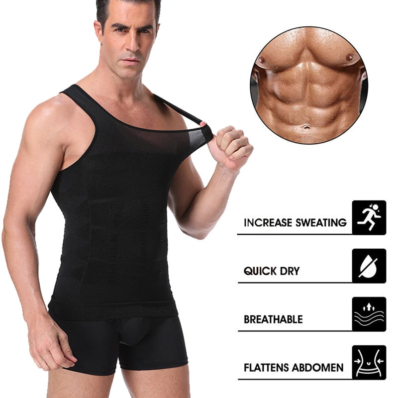 Be-in-shape Men Slimming Body Shaper Waist Trainer Vest Tummy Control Posture Shirt Back Correction Abdomen Tank Top Shaperwear - Shapers