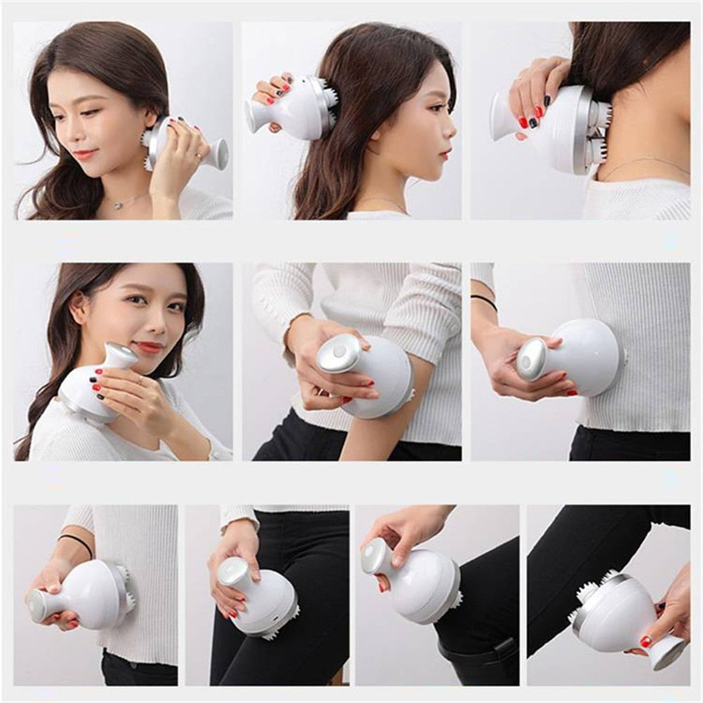 Electric Head Massager Wireless Scalp Massager Waterproof Body Massage Health Care Shoulder Neck Deep Tissue Kneading Massage