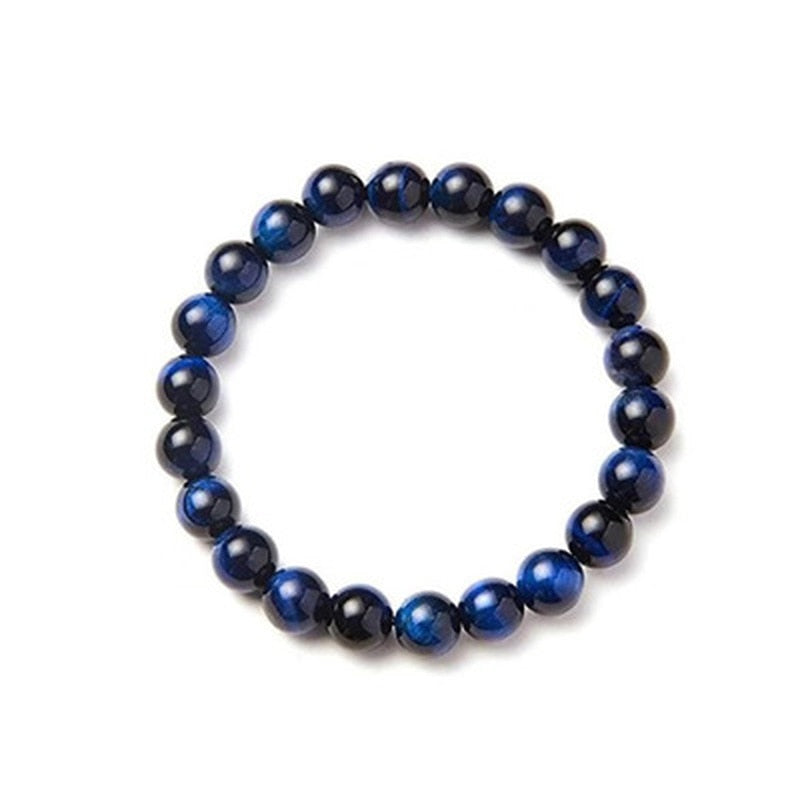 Handmade Night Blue Tiger Eye Bracelets Real Natural Stone Hologram Elasticity Rope Bracelets For Women Men Jewelry