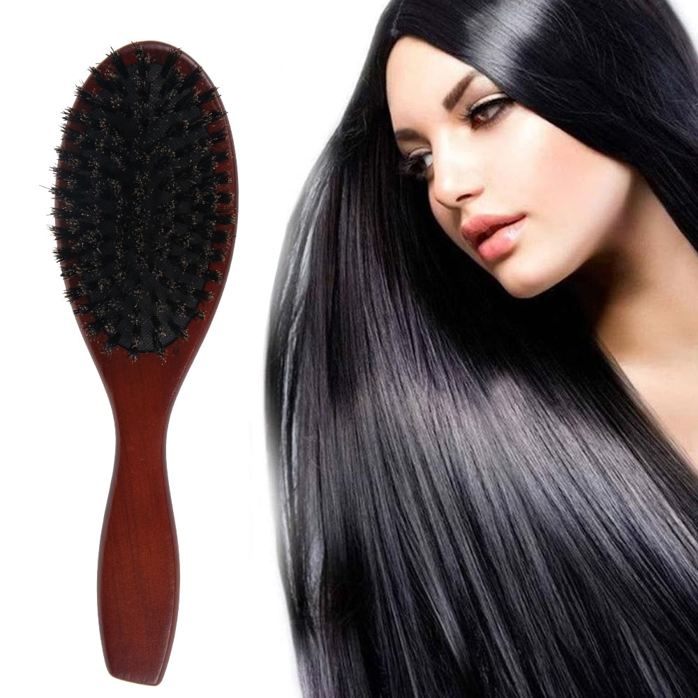 Natural Boar Bristle Hairbrush Anti Static Massage Comb Fluffy Comb Hairdressing Barber Hair Styling Tools Barber Accessories