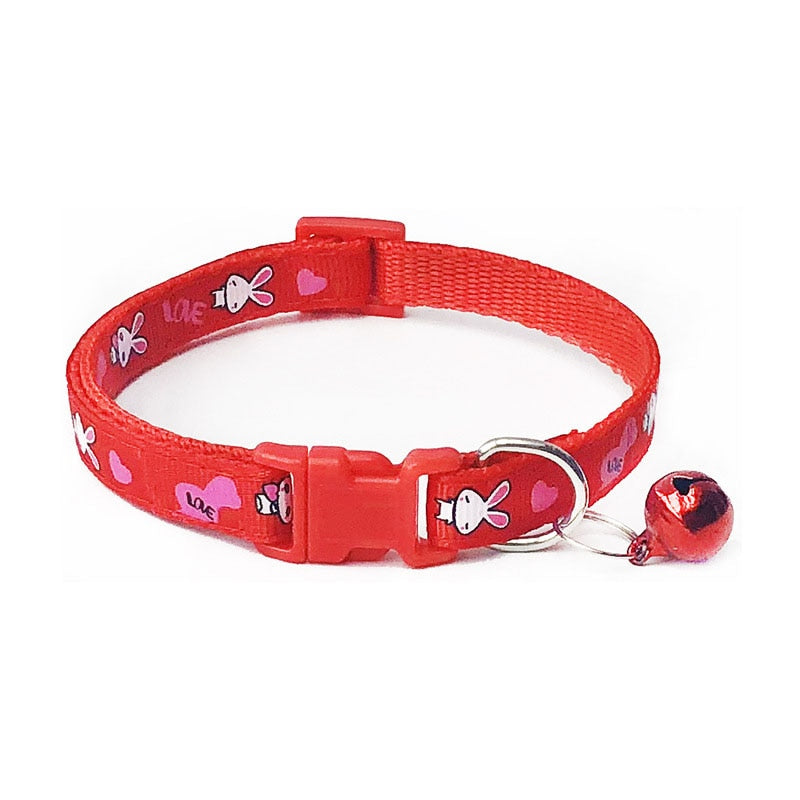 Cartoon Dog Cat Collars With Bell Adjustable Polyester Buckle Collar Cat Pet Supplies Accessories Collar Small Dog Chihuahua