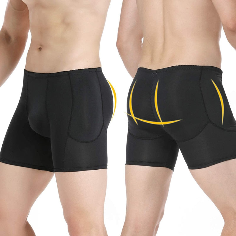 Men Shapers Padded Butt Lifter Control Panties Booster Hip Enhancer Bodyshort Pants For Men Slimming Underwear Tummy Shapewear - Shapers