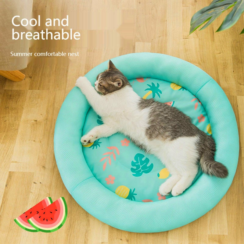 S L Summer Cooling Pet Dog Mat Ice Pad Dog Sleeping Round Mats For Dogs Cats Pet Kennel Top Quality Cool Cold Silk Dog Bed