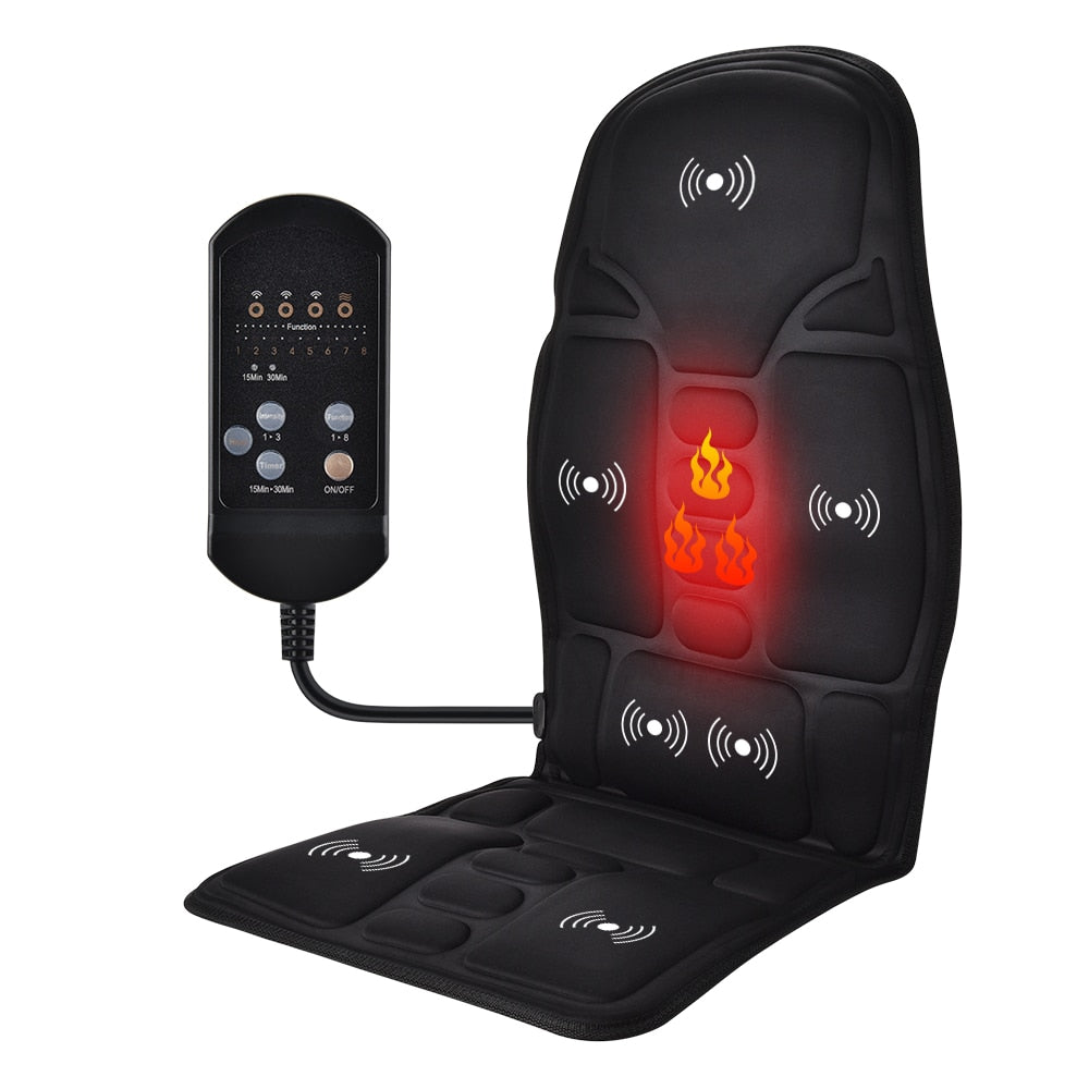 Electric Vibrating Massage Car Seat Massage Chair Mat Portable Massager Cushion Home Infrared Heating Back Vibrator Pain Relief