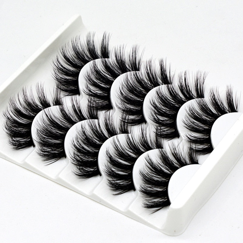 5 Pairs of 3D False Eyelashes Handmade Soft Eyelashes Natural Thick Long Eyelashes Makeup Extension Eyelash Tool