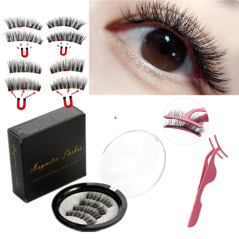 1 Pair of 3D Magnetic Eyelashes Handmade Eyelashes Eye Makeup Extended False Eyelashes Repeated Use Magnetic Fake Eyelashes