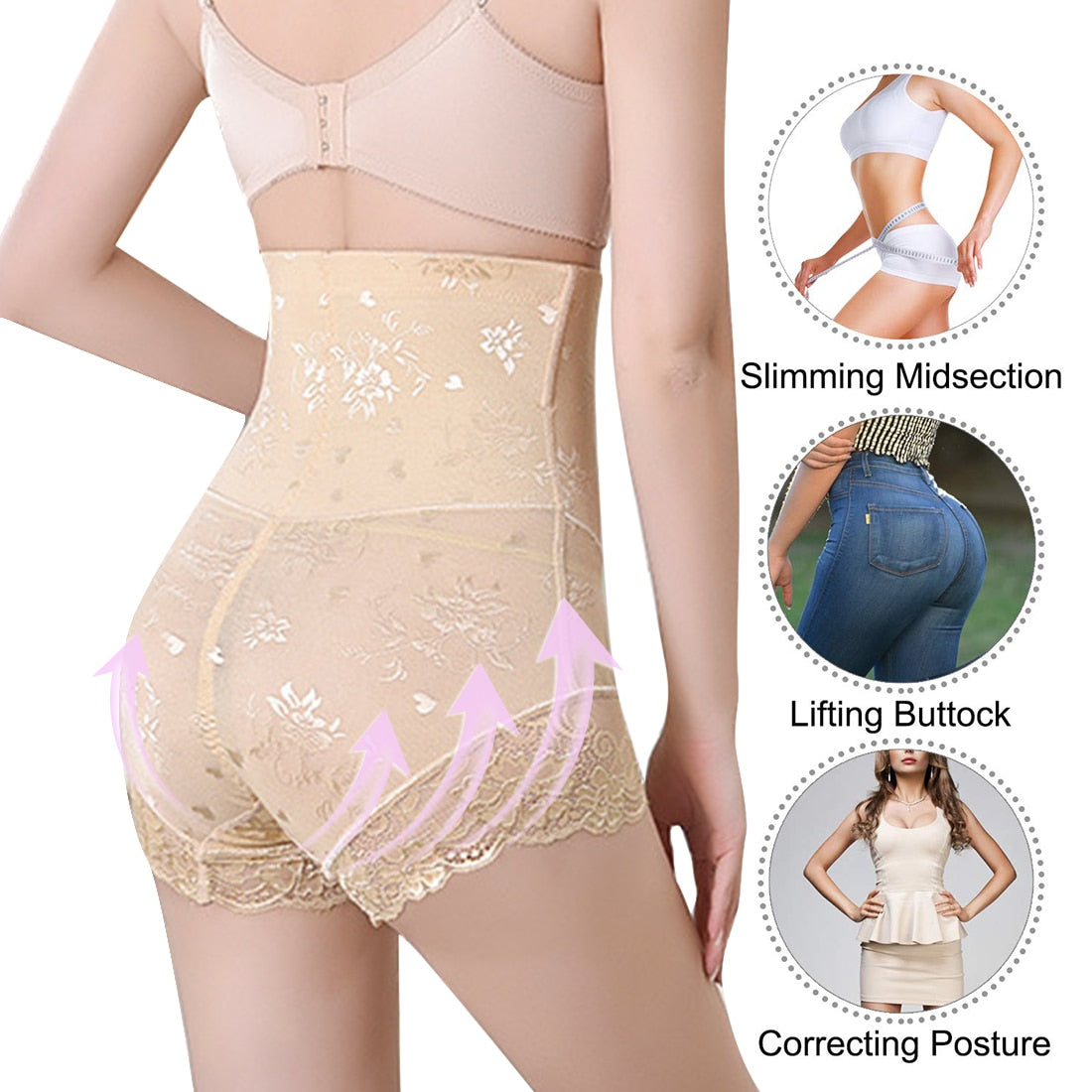 Women High Waist Trainer Body Zip Shaper Panties Tummy Belly Control Slimming Control Shapewear Girdle Underwear Waist Trainer