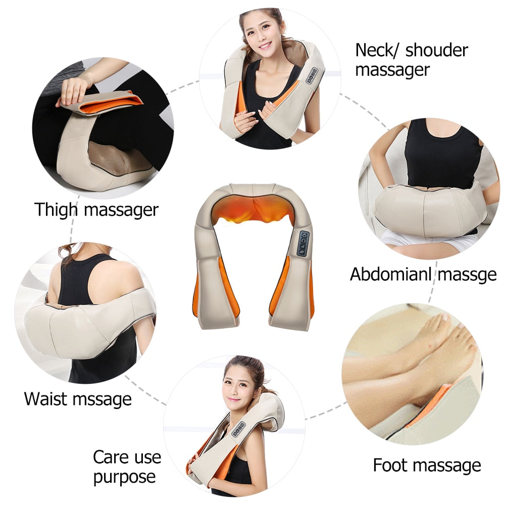 Back Neck Shoulder Massager U Shape Electrical Shiatsu Car Home Dual Use Infrared Kneading Therapy Ache Body Massage|Neck Massage Instrument|