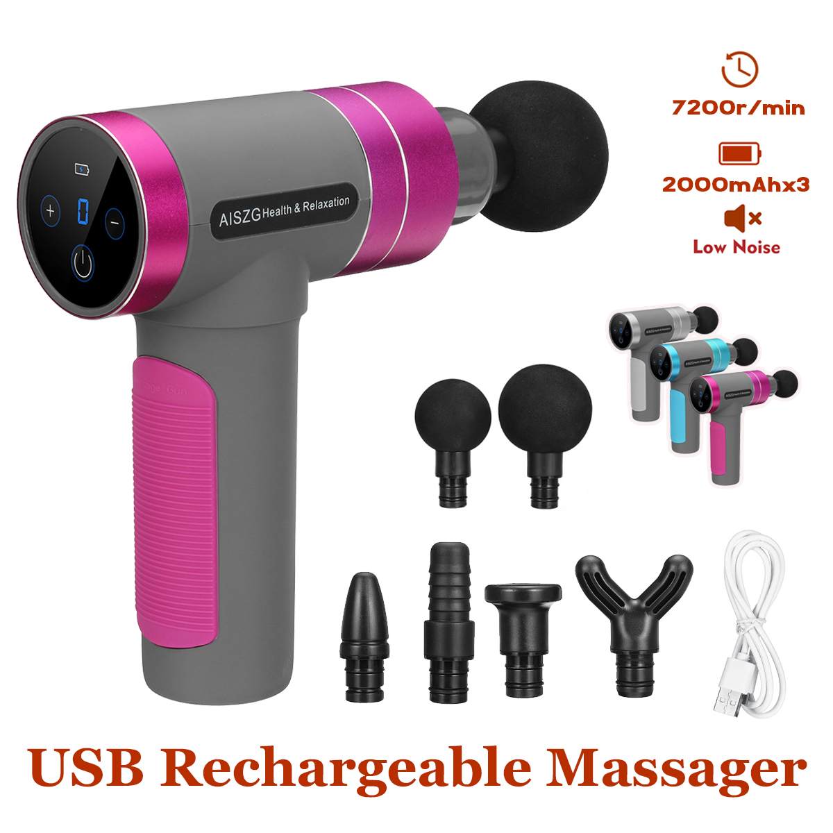 Muscle Massage Gun 7200r/min Profession Sport Therapy Massager Body Relaxation Pain Relief Slimming Shaping Massager 6 Heads