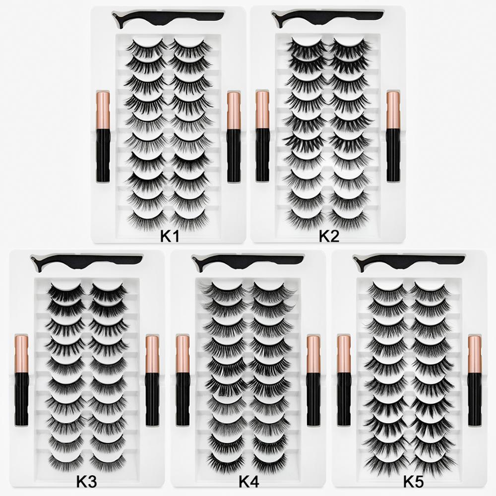 2/5/7/10 Pairs Magnetic Eyelashes Set Waterproof Magnet Eyeliner Long Lasting Natural Magnetic Lashes False Makeup