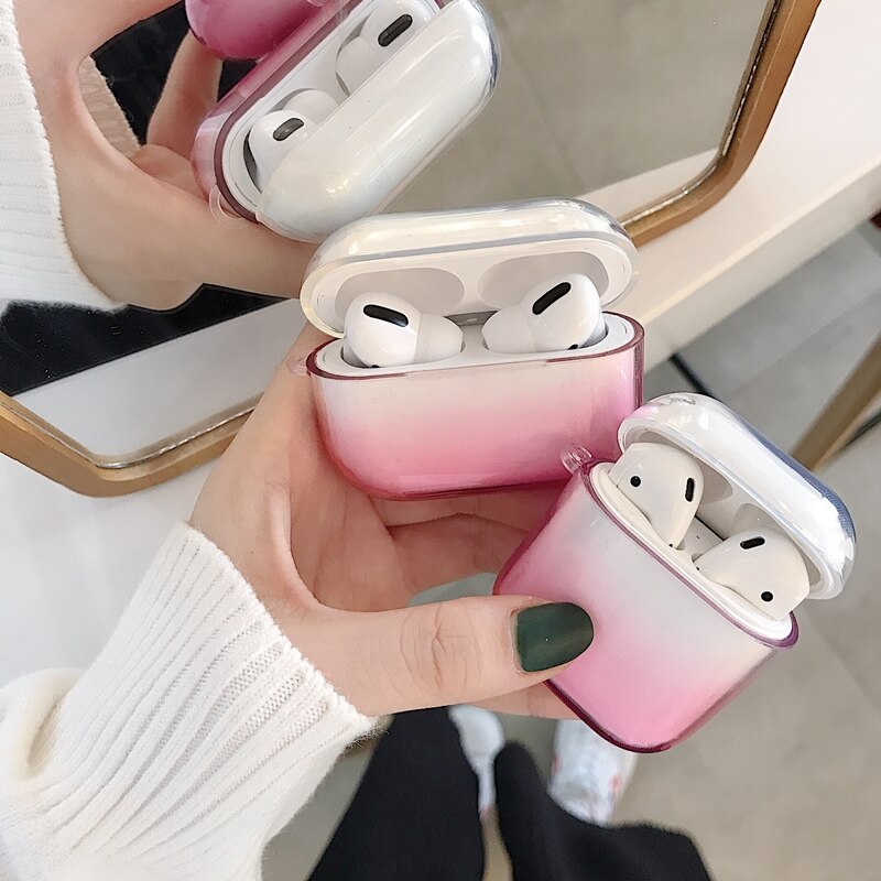 For airpods pro case earphone protective cover cute airpods 2 case gradient transparent TPU soft apple airpods case accessories|Earphone Accessories|