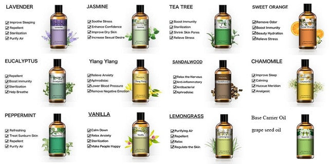 100ml Pure Natural Rose Essential Oils Diffuser Lavender Eucalyptus Jasmine Vanilla Mint Chamomile Tea Tree Aroma Essential Oil|Essential Oil|