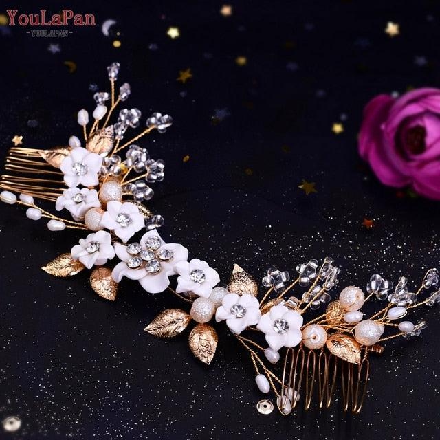 Indian Bridal Hair Accessories Alloy Flower Bridal Crowns And Tiaras Silver Hair Pieces Wedding Hair Jewelry - Bridal Headwear
