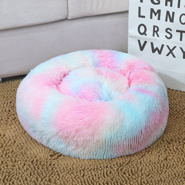 Donut Dog Bed Warm Soft Long Plush Pet Cushion For Samll Large Dog House Cat Calming Bed Washable Pet Sofa Mat Cat sleeping bag