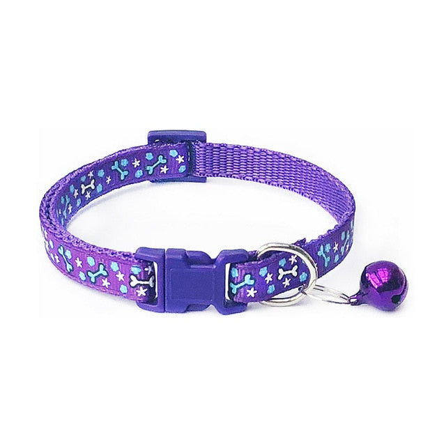 Cartoon Dog Cat Collars With Bell Adjustable Polyester Buckle Collar Cat Pet Supplies Accessories Collar Small Dog Chihuahua