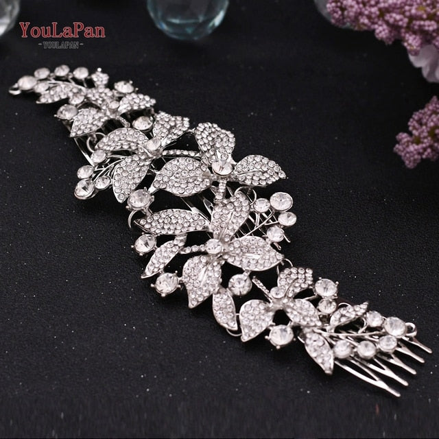 Indian Bridal Hair Accessories Alloy Flower Bridal Crowns And Tiaras Silver Hair Pieces Wedding Hair Jewelry - Bridal Headwear