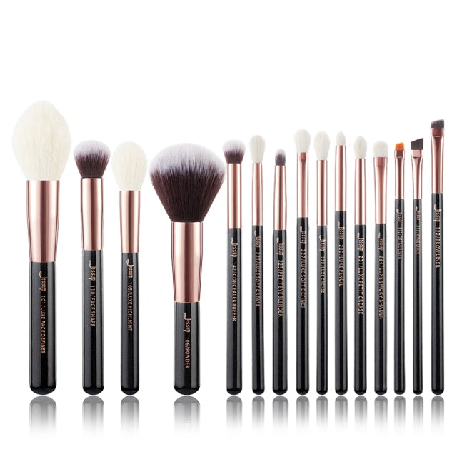 Pearl White/Rose Gold Professional Makeup Brushes Set Make up Brush Tools kit Foundation Powder Natural-synthetic