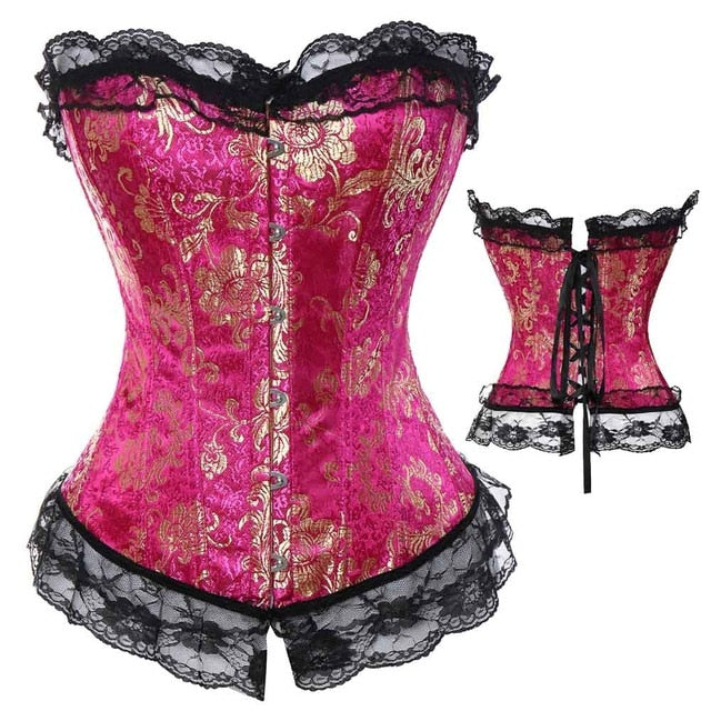 X Sexy Women steampunk clothing gothic Plus Size Corsets Lace Up boned Overbust Bustier Waist Cincher Body shaper corselet S 6XL
