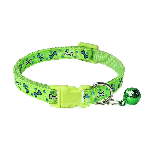 Cartoon Dog Cat Collars With Bell Adjustable Polyester Buckle Collar Cat Pet Supplies Accessories Collar Small Dog Chihuahua