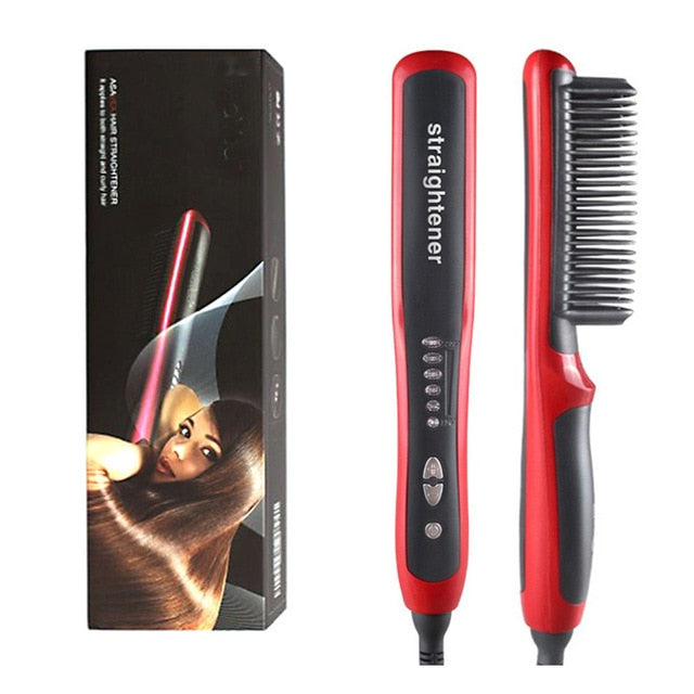 Ceramic Hair Straightener Flat Irons Straightening Brush Beard Straightener Hot Heating Comb Anti Scalding Men Beard Straightener