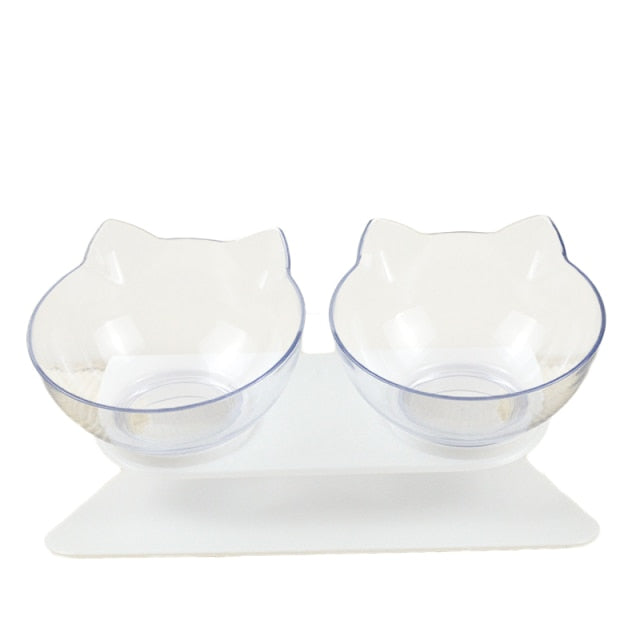 Non slip Double Cat Bowl with Raised Stand Pet Food Cat feeder Protect Cervical Vertebra Dog bowl Transparent Pet Products|Cat Feeding & Watering Supplies|