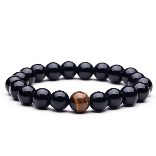 Natural Black Hematite With Tiger Eye Stone Beads Men Jewelry Bracelet 12mm Lovers Energy Balance Strand Bracelets Bangles Male