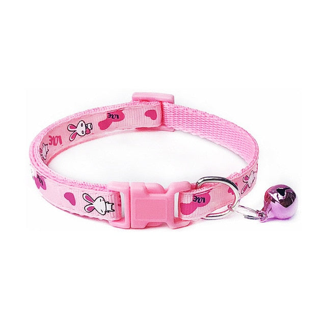 Cartoon Dog Cat Collars With Bell Adjustable Polyester Buckle Collar Cat Pet Supplies Accessories Collar Small Dog Chihuahua