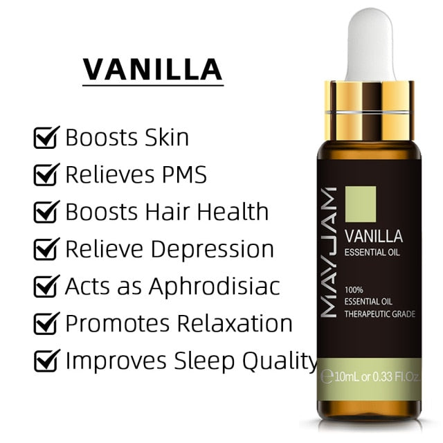 10ml Pure Plant Essential Oil For Humidifier Diffusers Mint Lavender Tea Tree Rose Vanilla Sandalwood Jasmine Pure Nature Oil|Essential Oil|