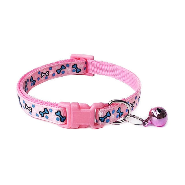 Cartoon Dog Cat Collars With Bell Adjustable Polyester Buckle Collar Cat Pet Supplies Accessories Collar Small Dog Chihuahua